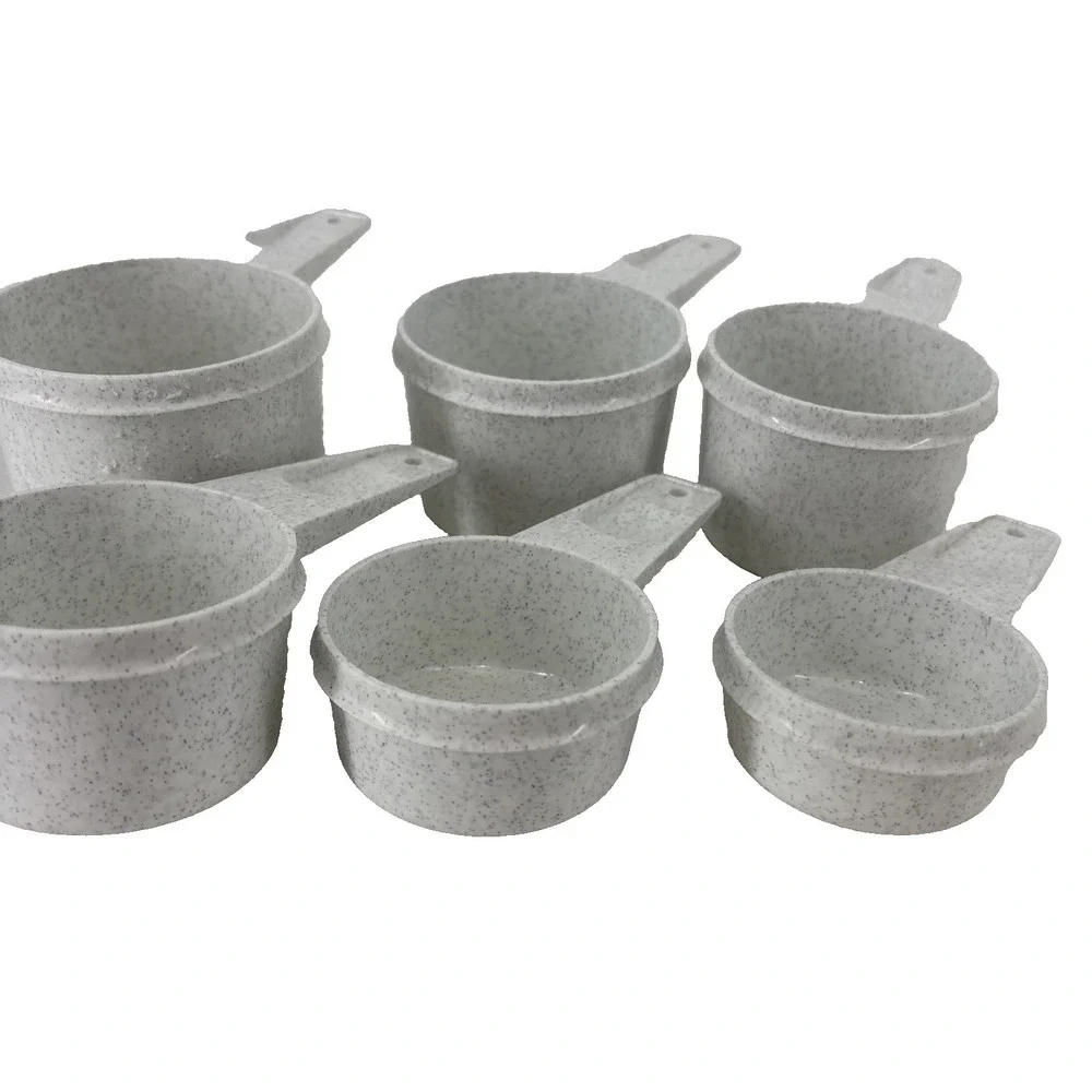 Set of 6‎ Vintage Tupperware Nesting Measuring Cups White/Gray Speckled
